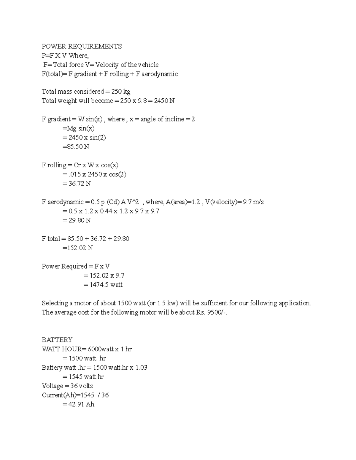Power Requirements SOME HELPFUL SUBJECT MATERIAL POWER REQUIREMENTS