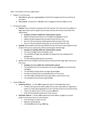 UNIT 3 AOS1 VCE Legal Studies - UNIT 3 NOTES AOS1: THE CRIMINAL JUSTICE ...