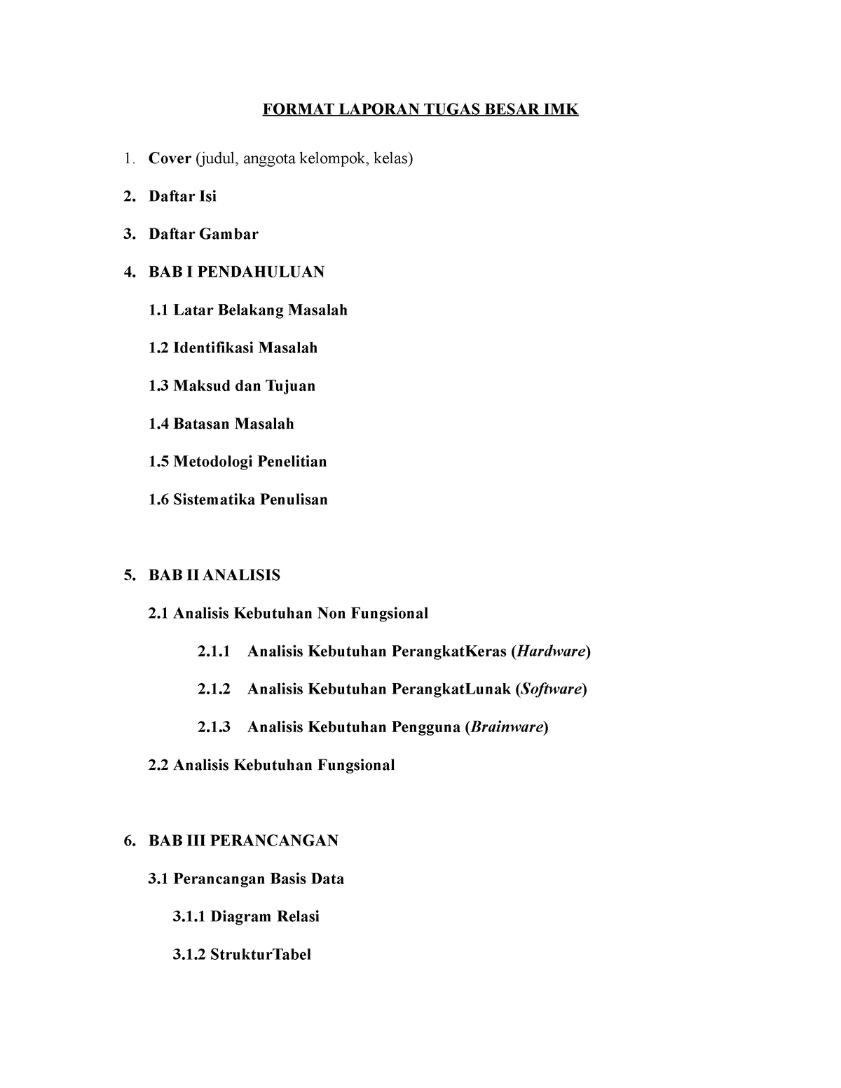 Format Laporan Tugas Besar IMK - FORMAT LAPORAN TUGAS BESAR IMK Cover ...