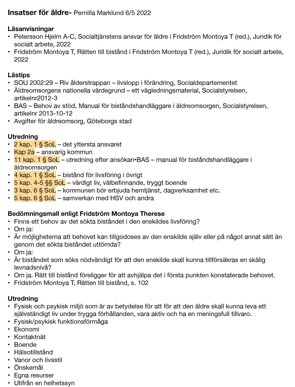 F. 17 Äldre- Juridik För Socialt Arbete - Insatser För äldre- Pernilla ...