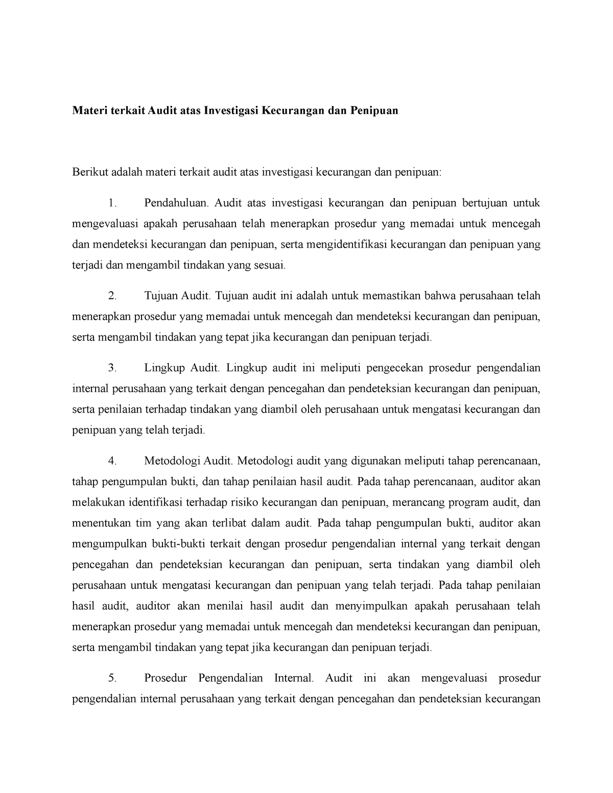 Materi Terkait Audit Atas Investigasi Kecurangan Dan Penipuan - Audit ...