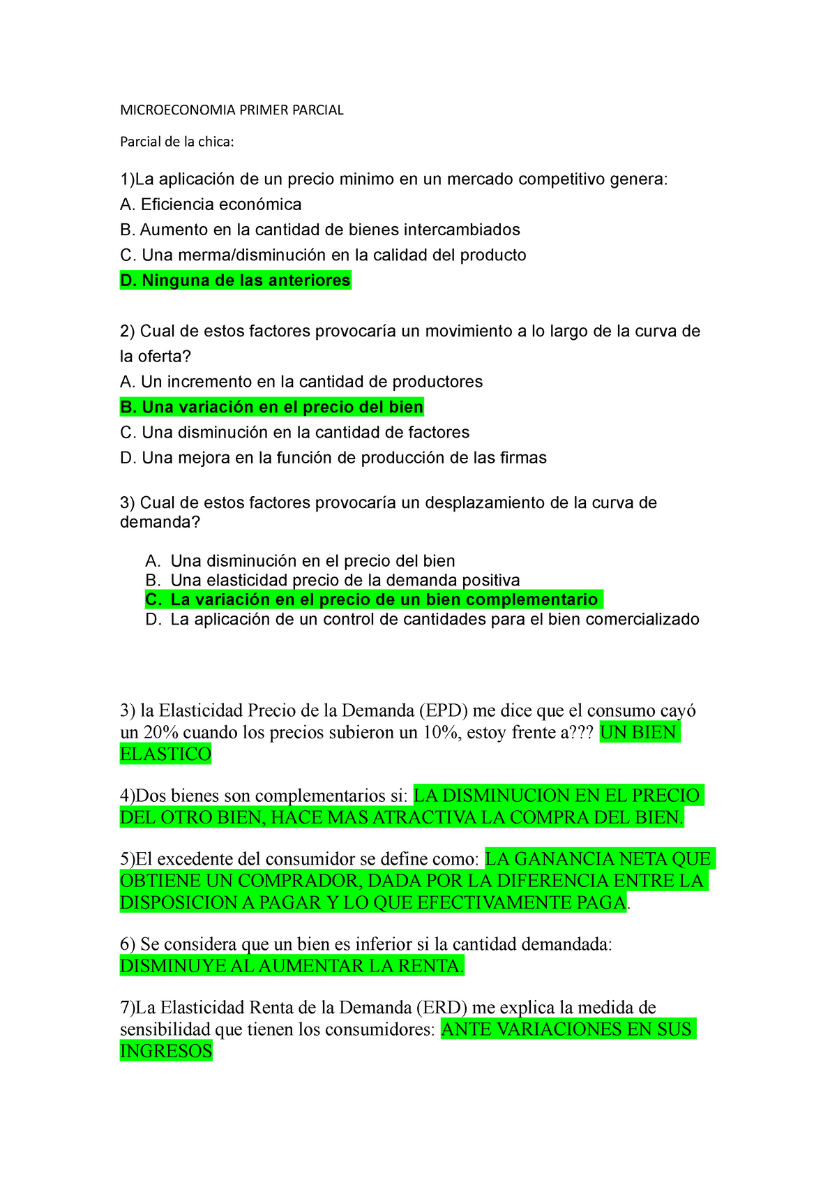 1 Microeconomia Primer Parcial - MICROECONOMIA PRIMER PARCIAL Parcial ...