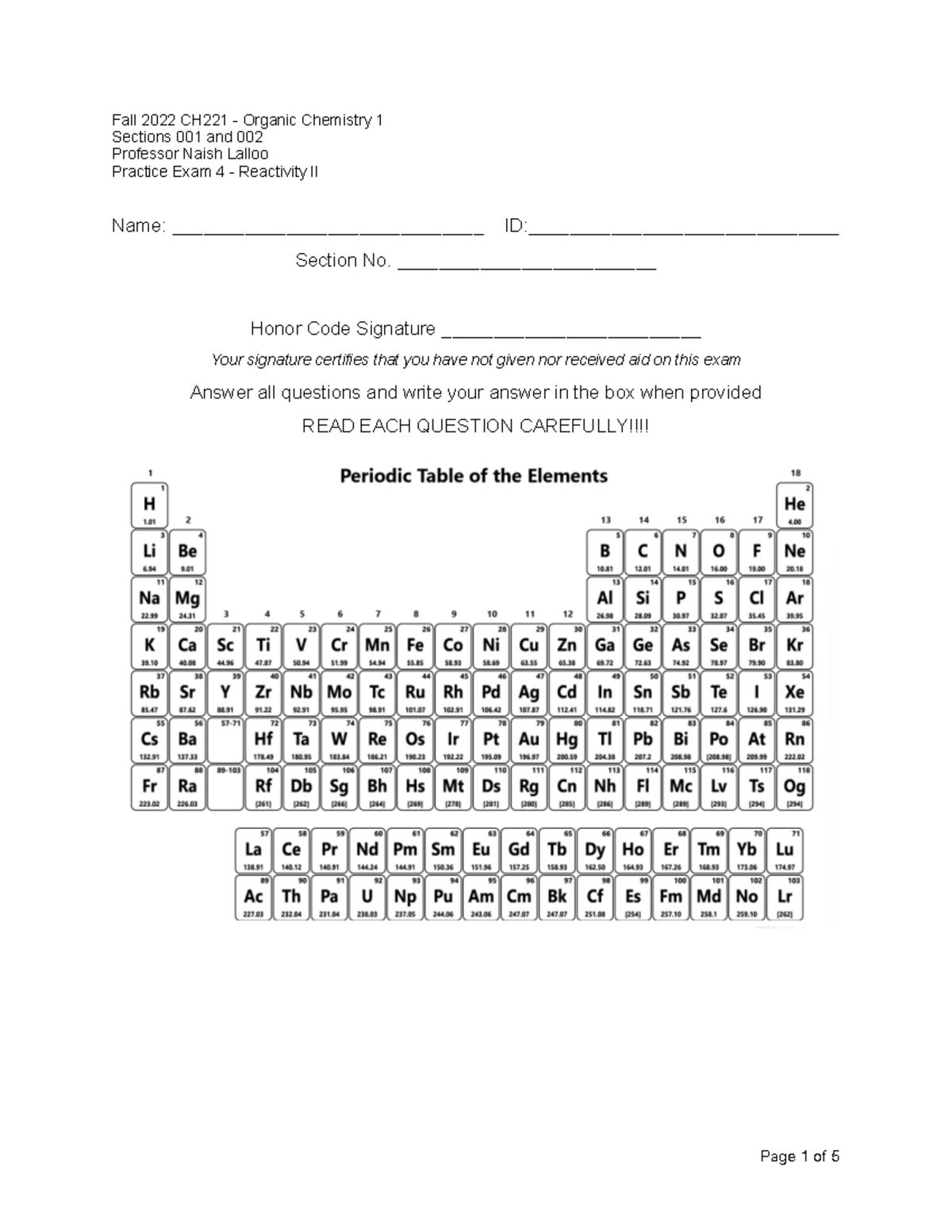 chemistry coursework example