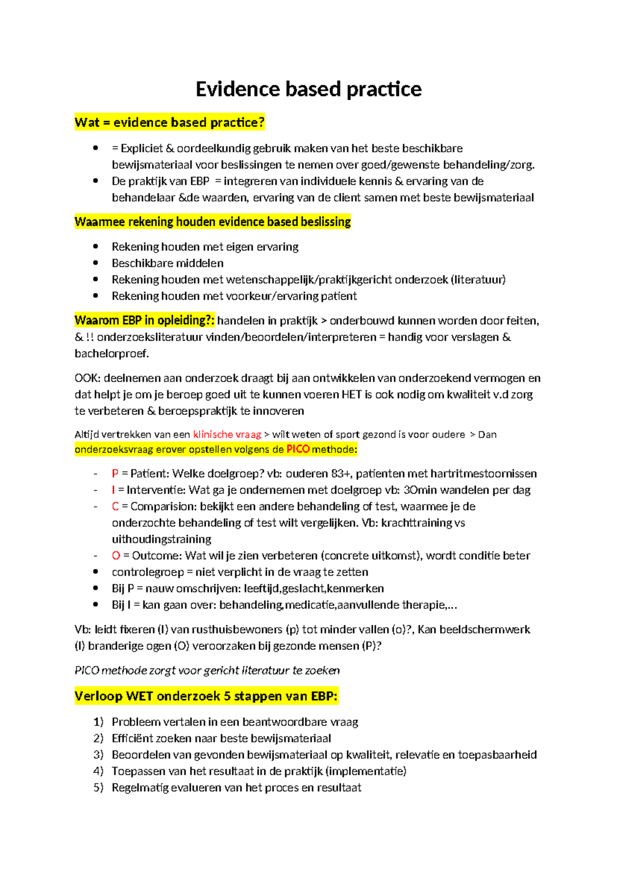 Evidence based practice samenvatting - Evidence based practice Wat ...