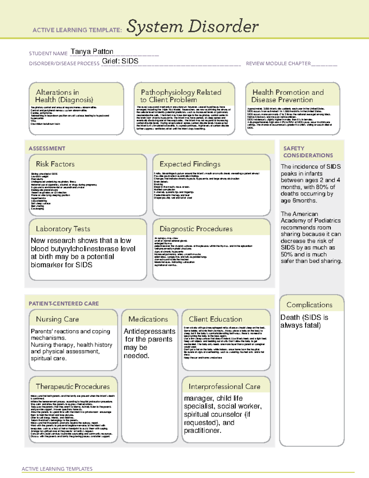 SIDS - System disorder sheet - ACTIVE LEARNING TEMPLATES System ...