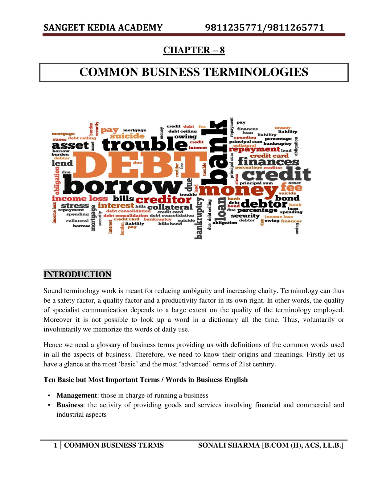 common business terminologies