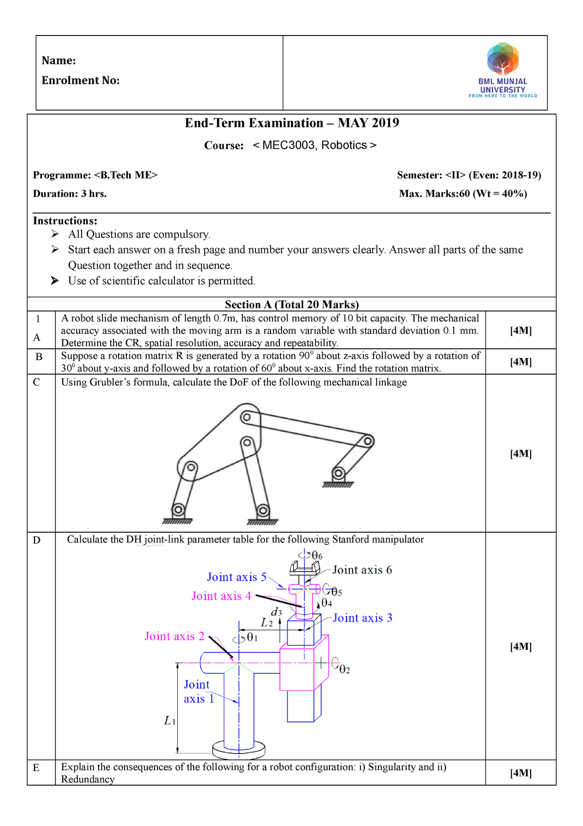 assignment for robotics