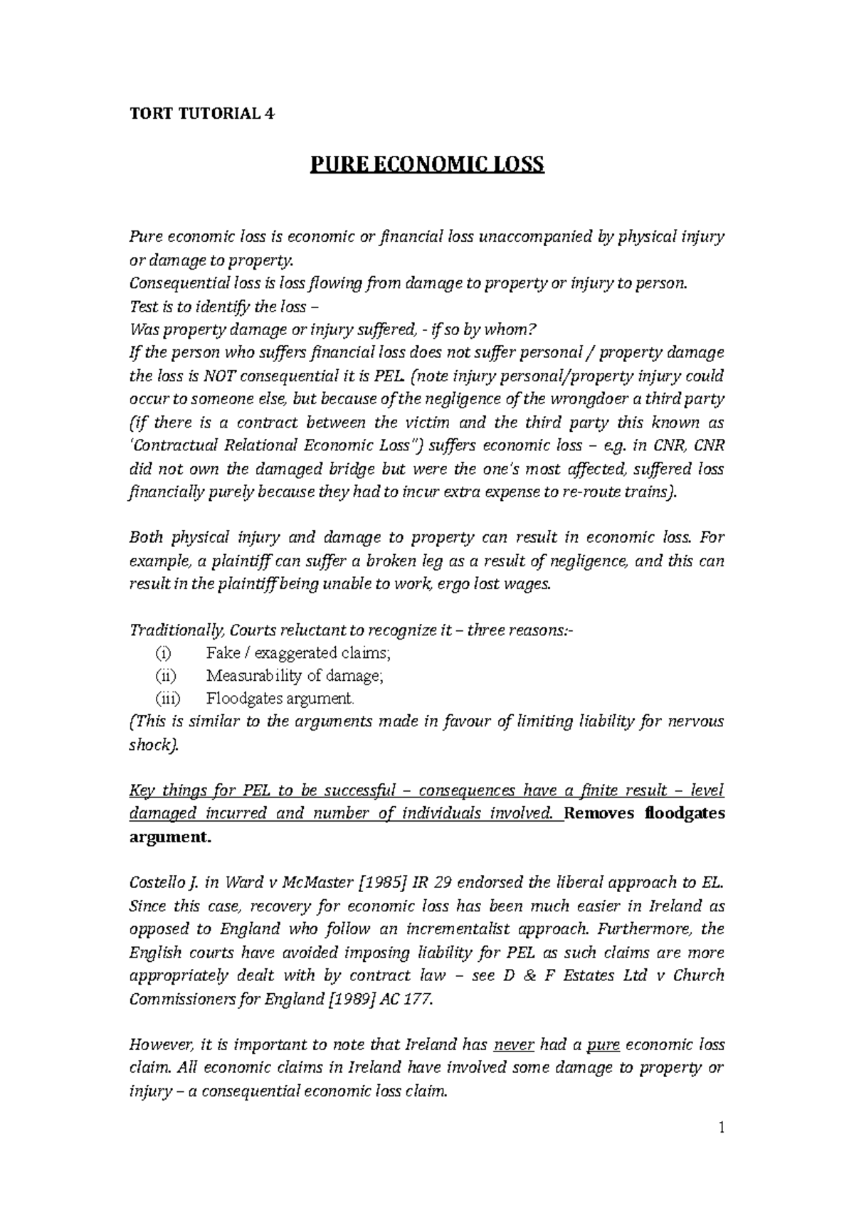 tutorial-4-pure-economic-loss-tort-tutorial-4-pure-economic-loss-pure