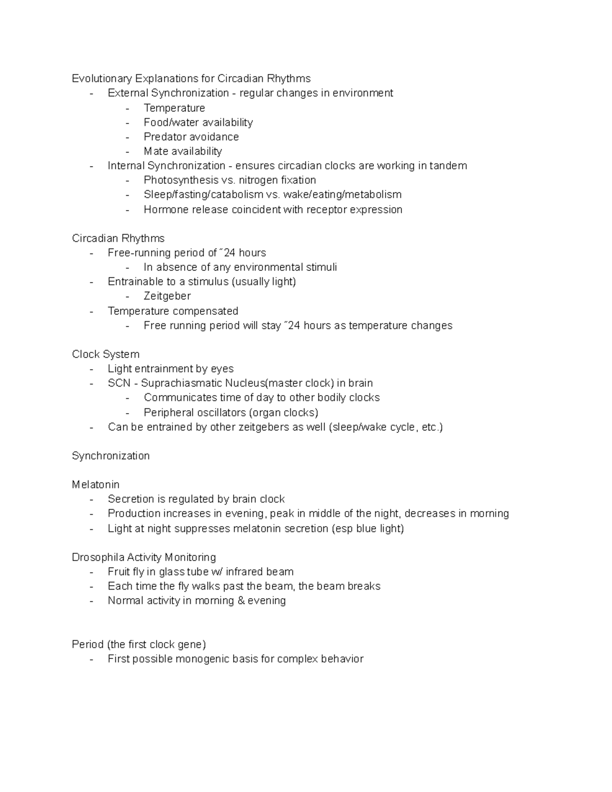 11/12 Molecular Clocks Evolutionary Explanations for Circadian