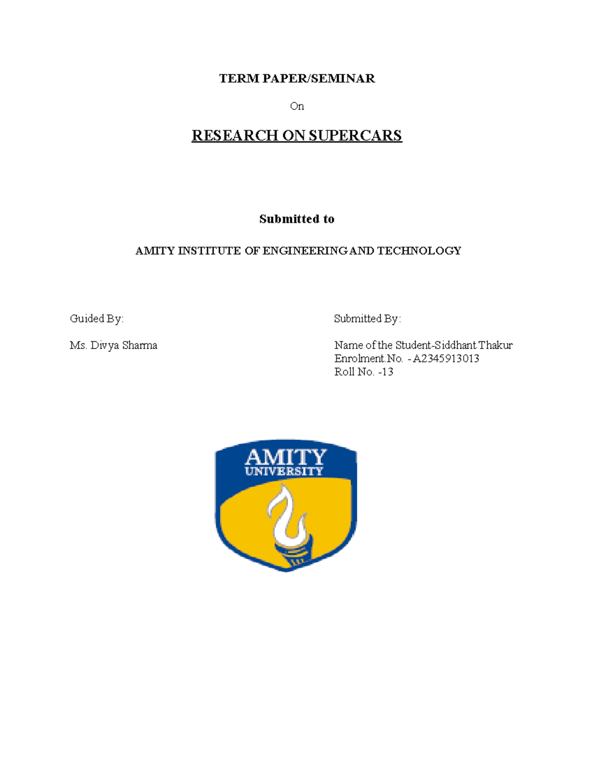 term paper amity university