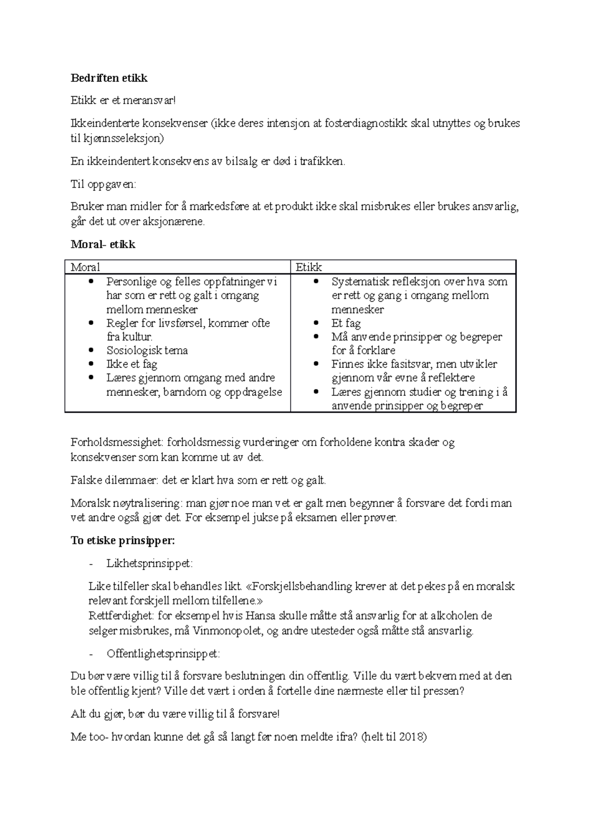 Etikk - Bedriften etikk Etikk er et meransvar! Ikkeindenterte ...