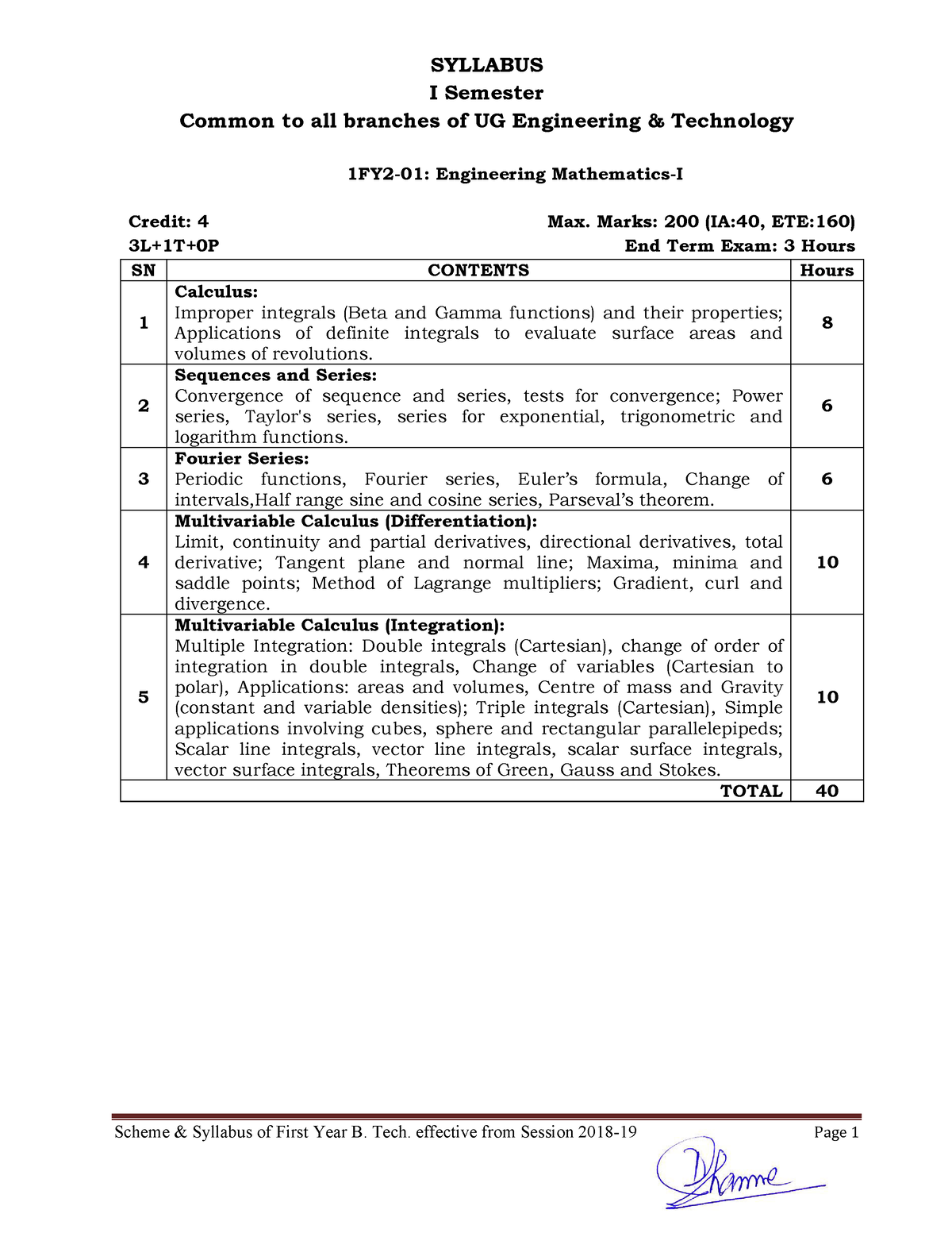 Syllabus-I-Year - Syllabus - SYLLABUS I Semester Common To All Branches ...