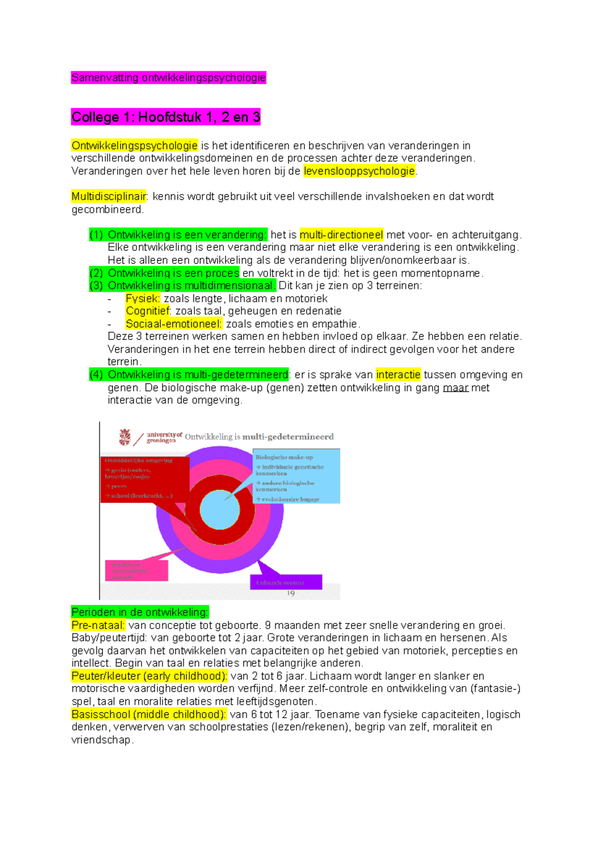 Samenvatting - Developmental Psychology - Samenvatting ...