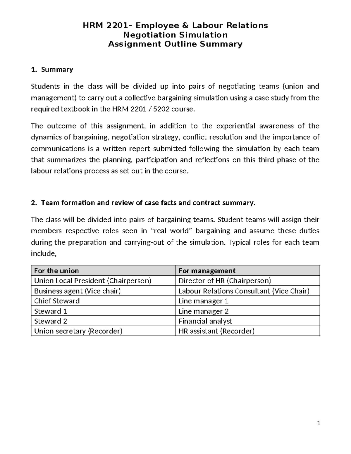 Bargaining Simulation - Overview & Expectations - Negotiation ...
