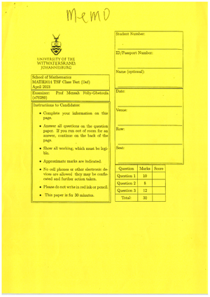 Algebra Class test 1 memo - MATH1026 - Studocu
