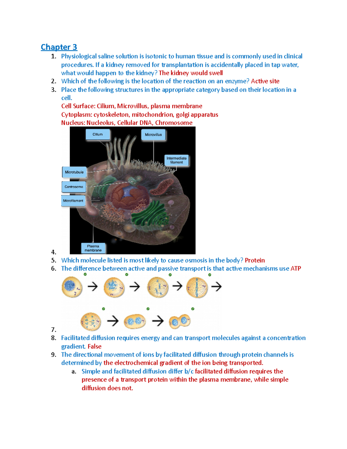 A+P I Exam II Study Guide Chapter 3 Physiological saline soluion is