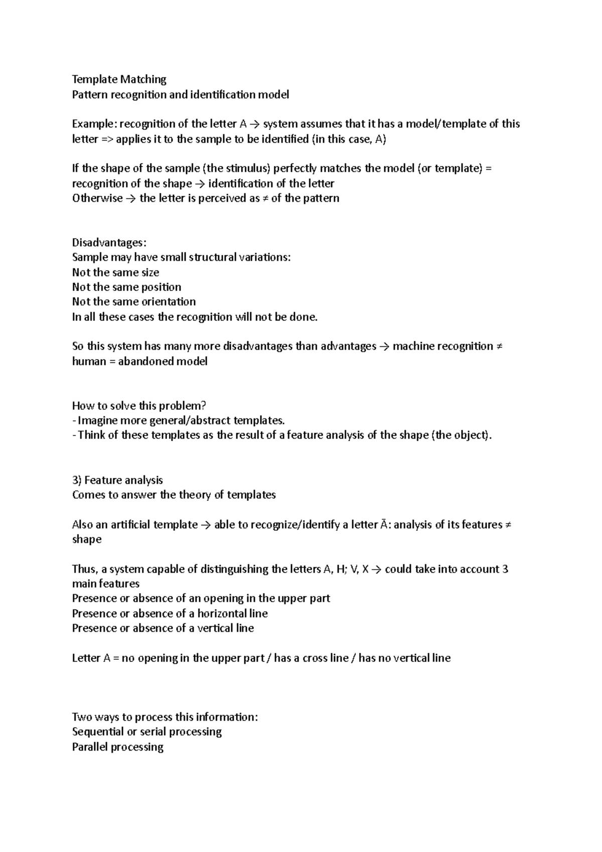 Template Matching Cognitive Psychology Template Matching Pattern