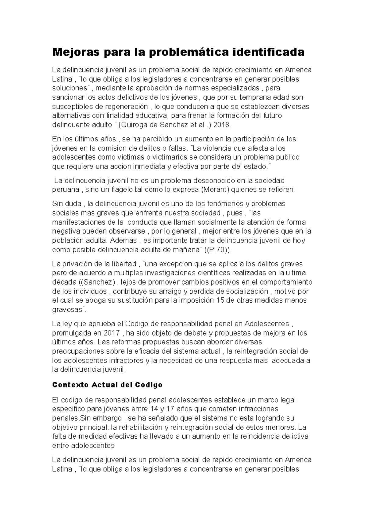 Mejoras para la problemática identificada - Mejoras para la ...