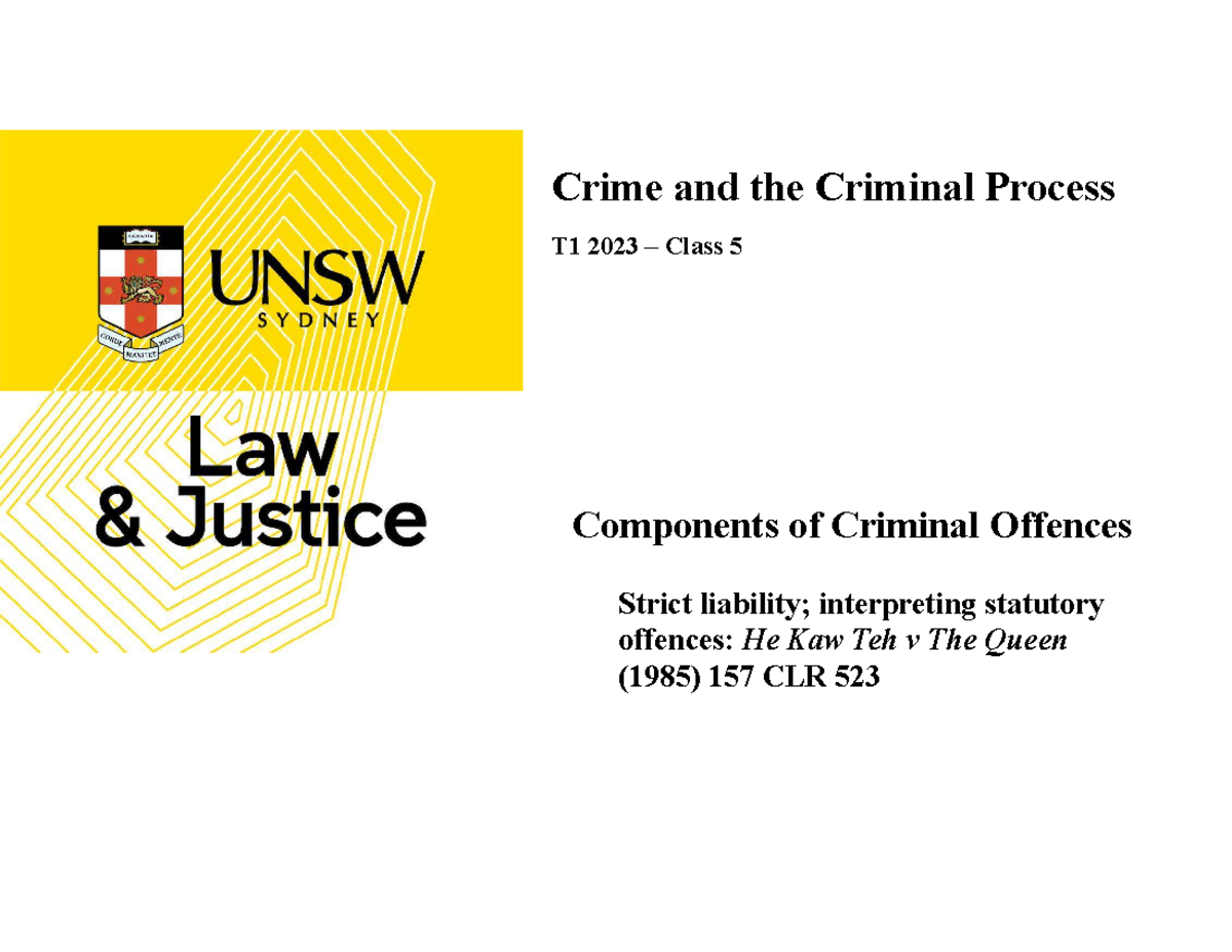 Class 5 Components (3) (strict liability, interpreting statutory