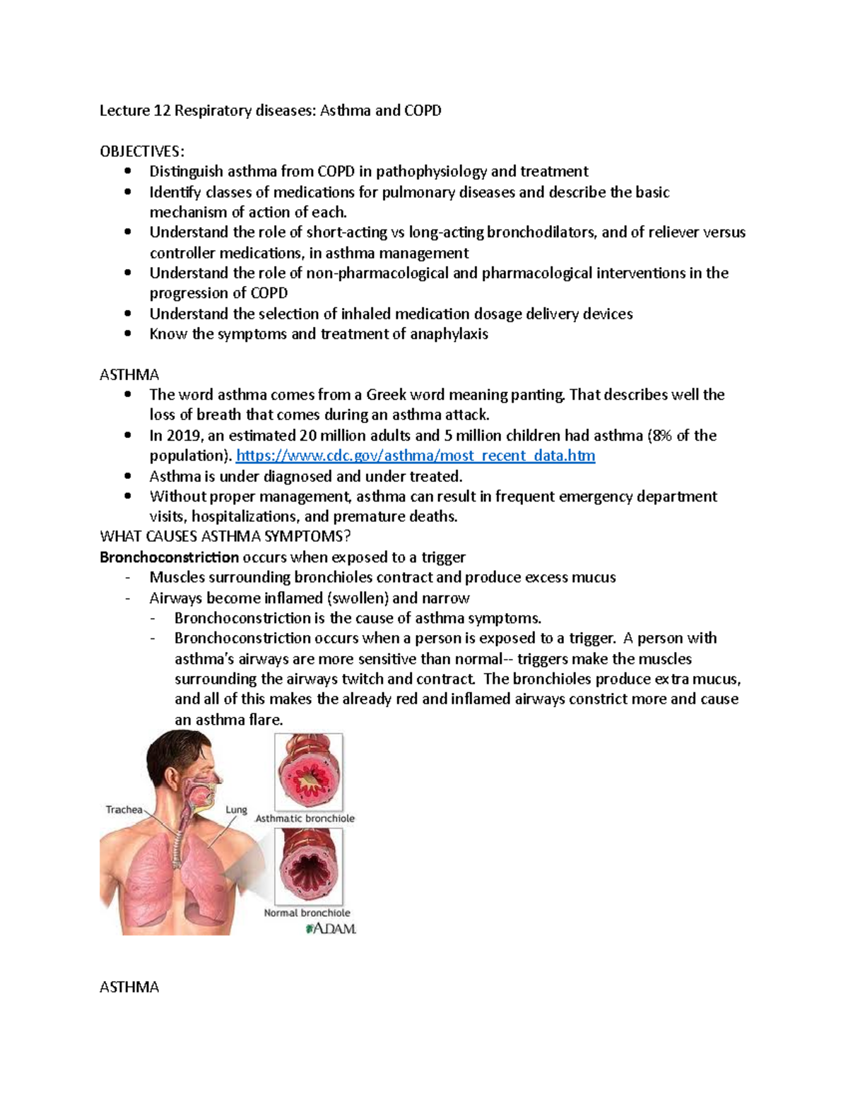 Lecture 12 Respiratory diseases - Lecture 12 Respiratory diseases ...