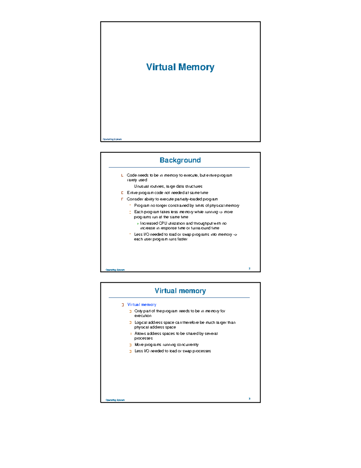 08b-VM - Operating System Virtual Memory Operating System 2 Background ...