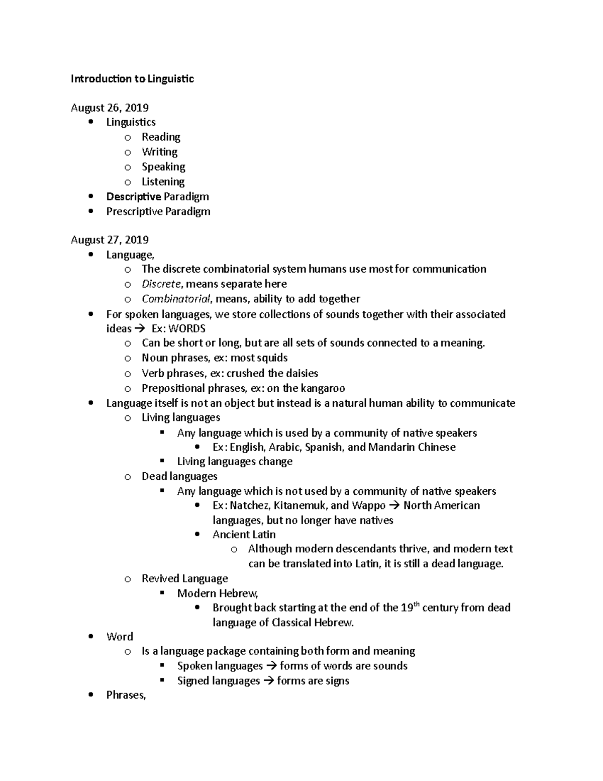 Intro To Linguistics (EDUC 2821) - Introduction To Linguistic August 26 ...