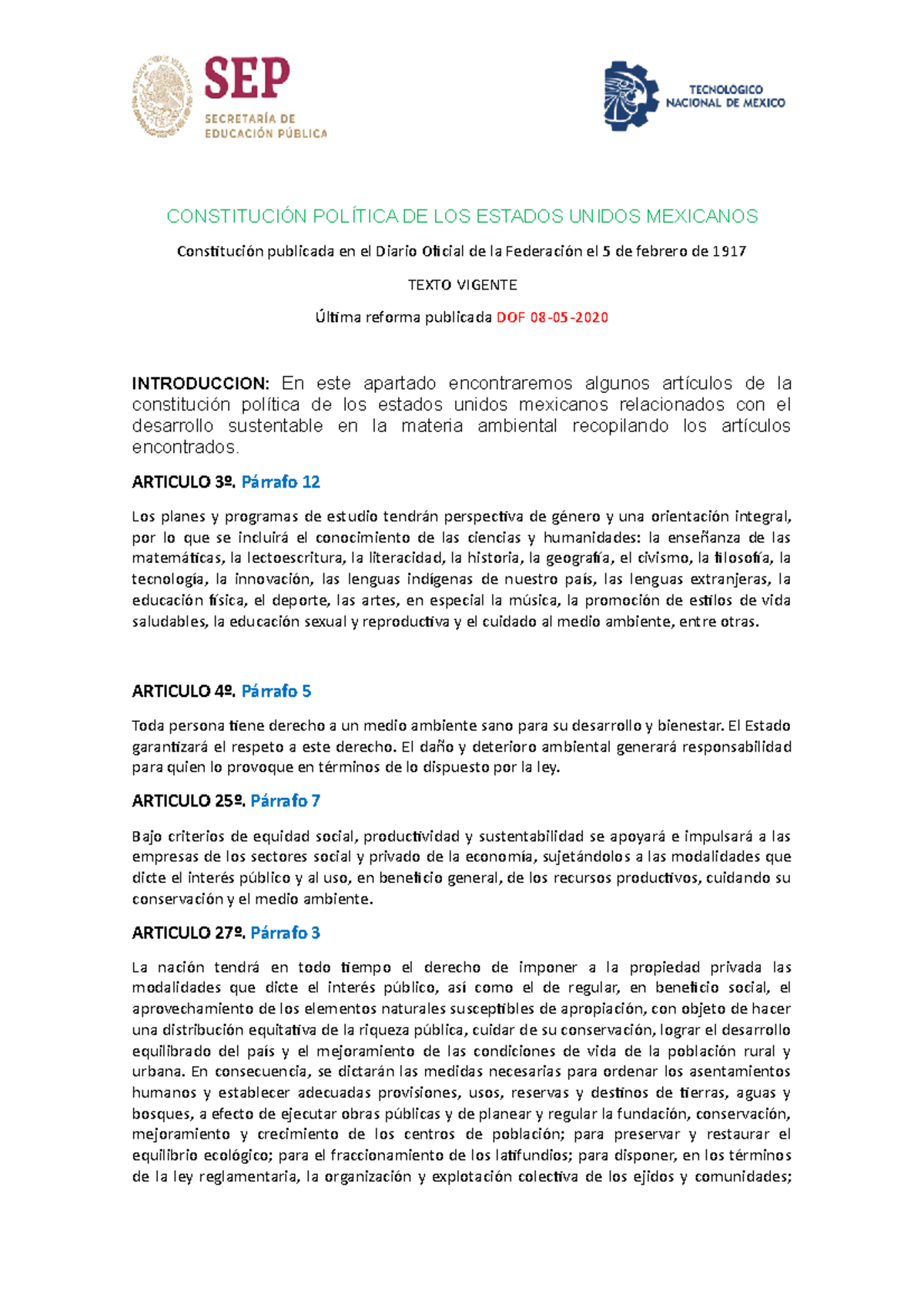 Constitución Política DE LOS Estados Unidos Mexicanos - CONSTITUCIÓN ...