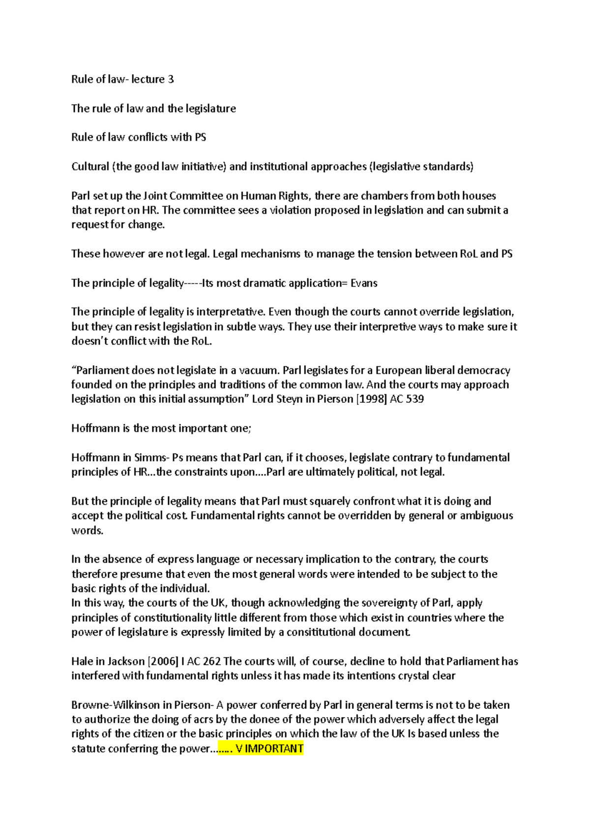 Rule of law lecture 3 - continued - Rule of law- lecture 3 The rule of ...