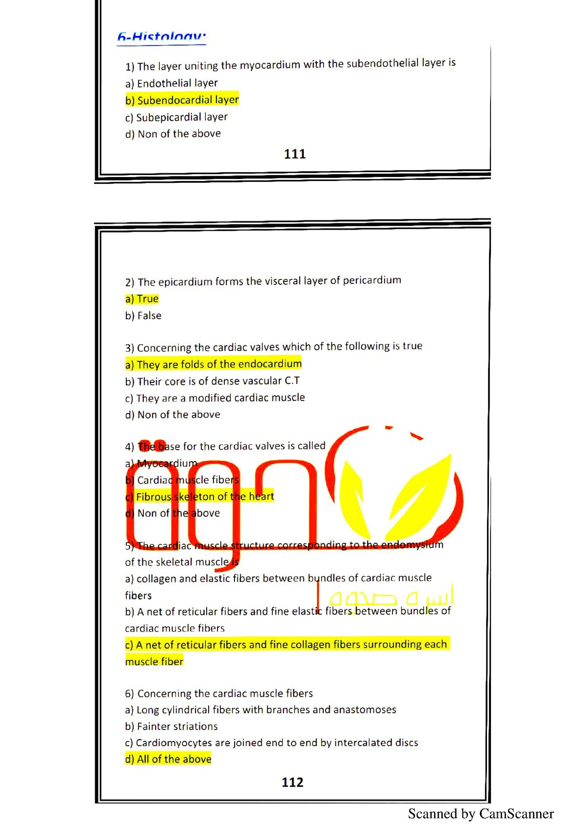 MCQ's Histo With Answers 2 CVS - General Histology - Studocu