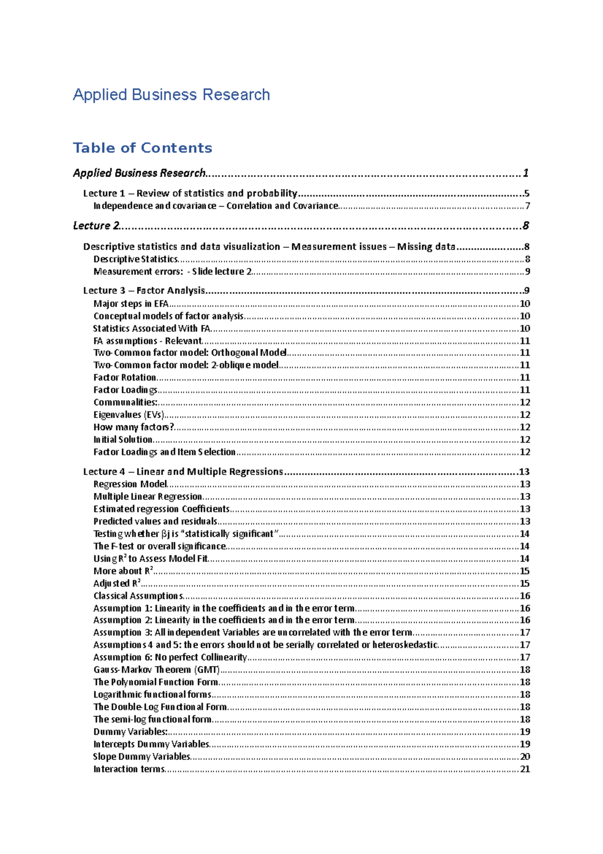 Applied Business Research - Notes - Applied Business Research Applied ...