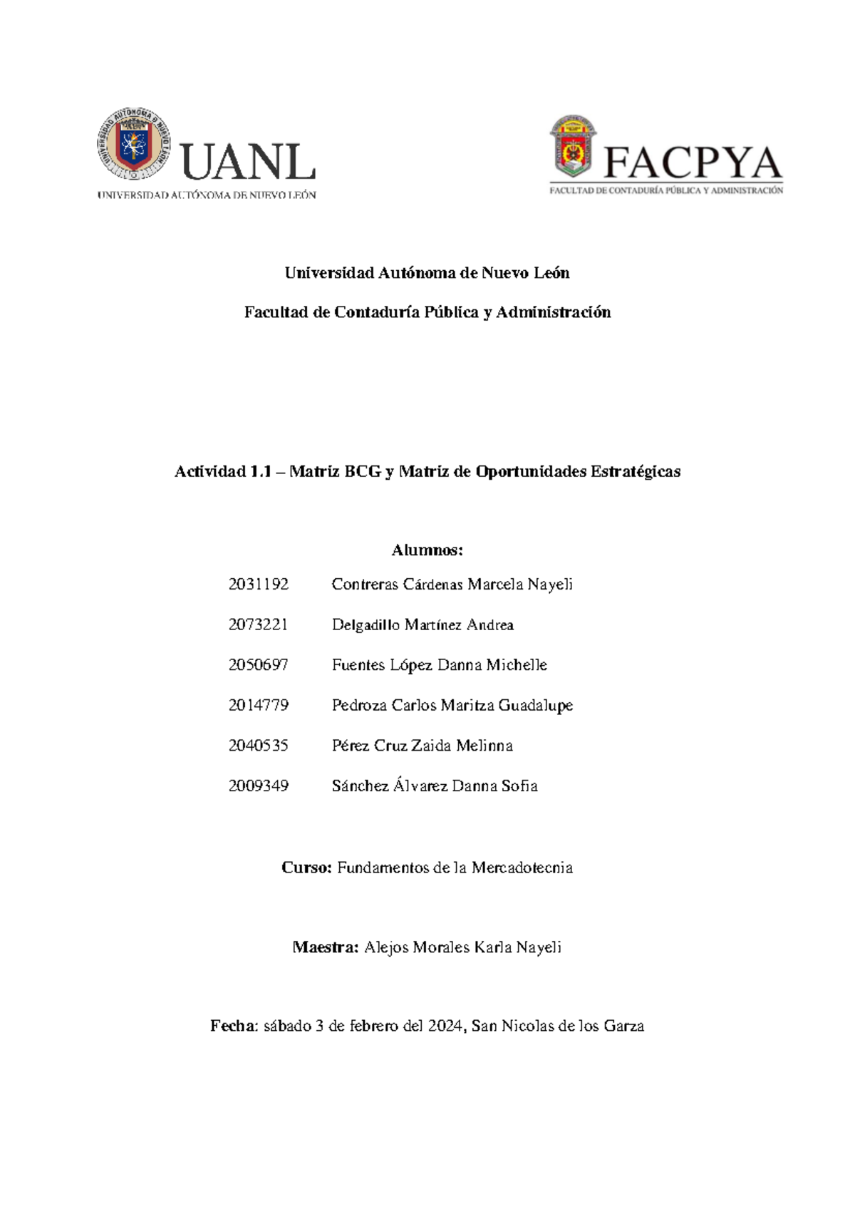 EQ EL Mercado Internacional Actividad 1.1 FMER - Universidad Autónoma ...