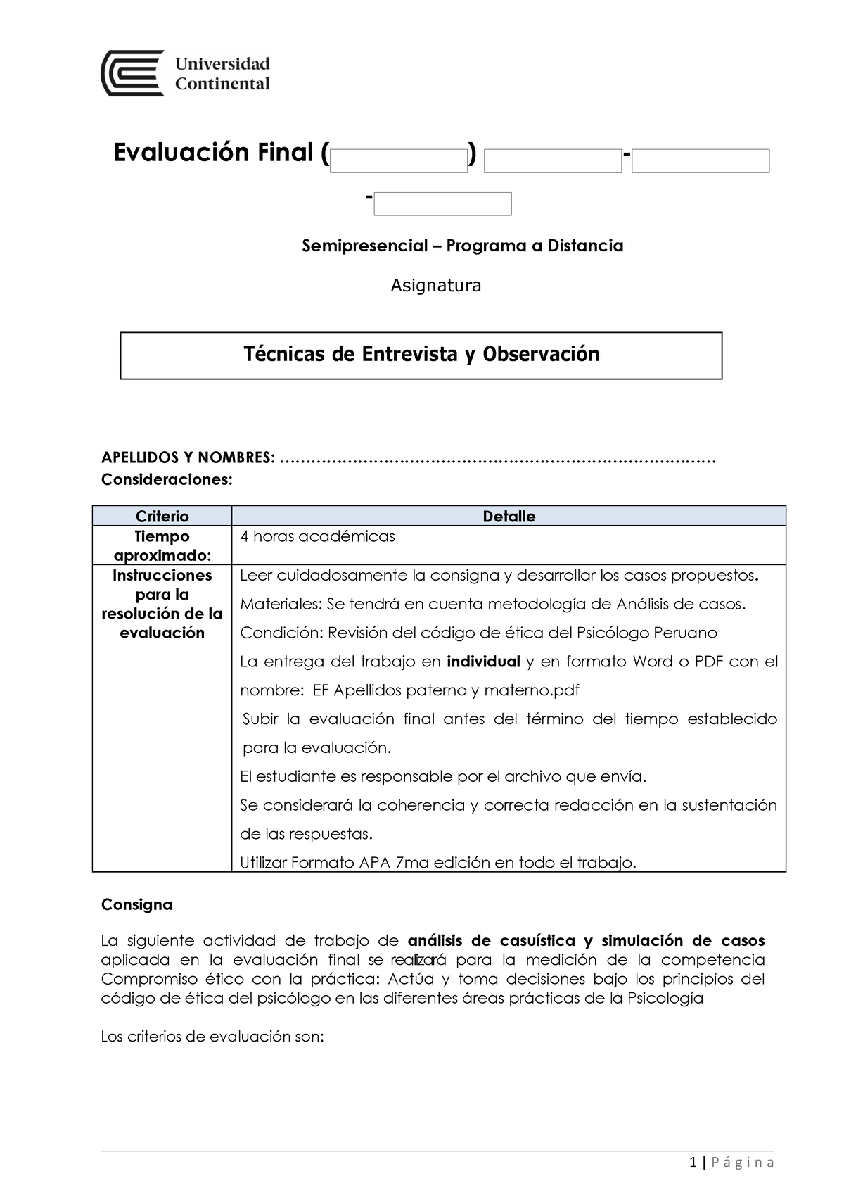 Técnicas De Entrevista Y Observación - Evaluación Final ...