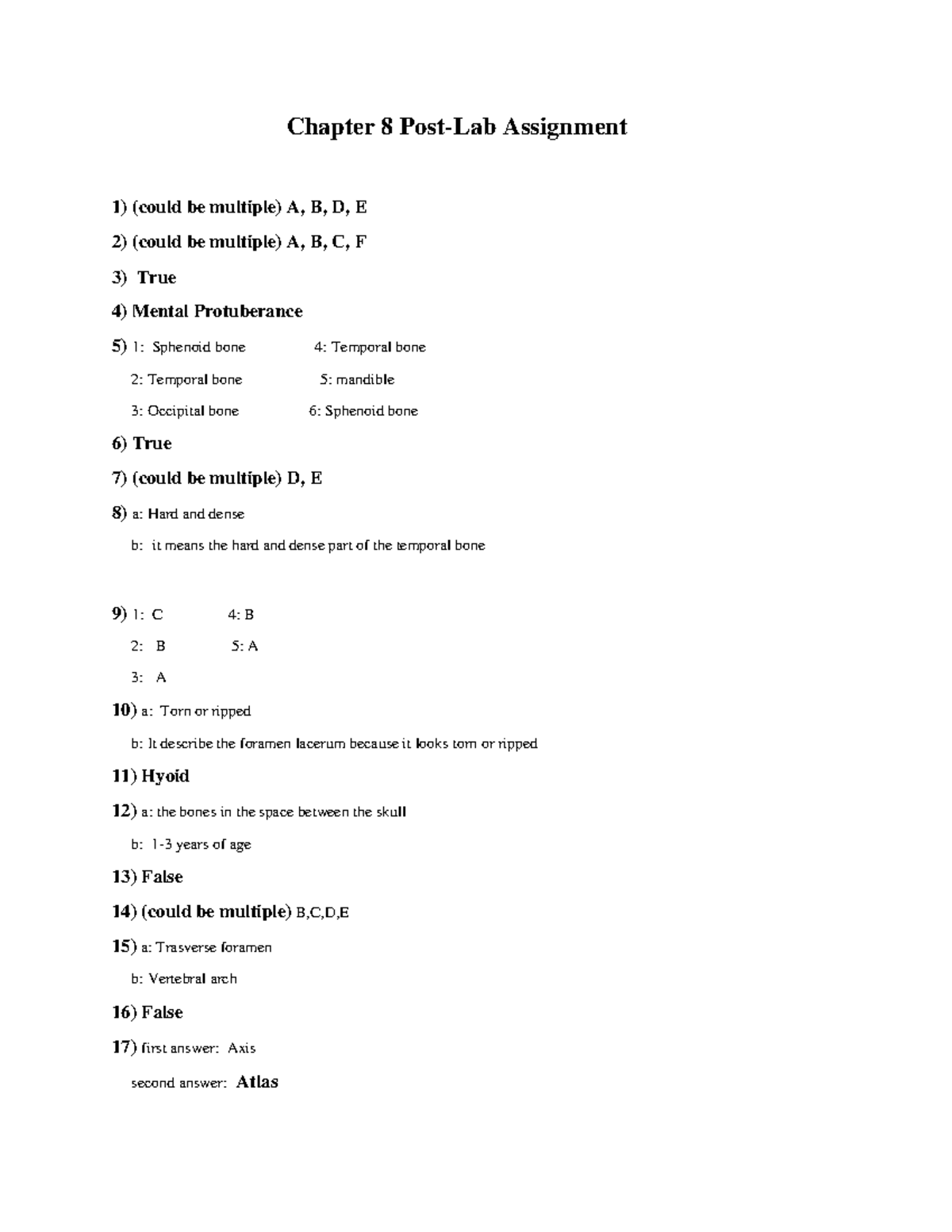 Chapter 8 Post-Lab Form - Chapter 8 Post-Lab Assignment 1) (could be ...