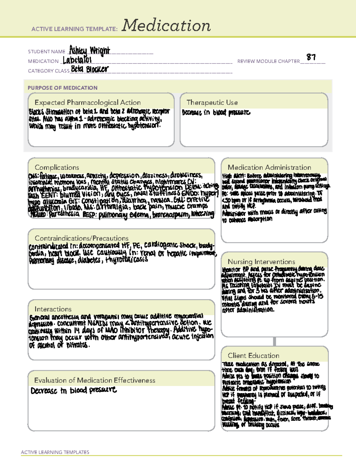 Labetalol Newborn PPH Sim Lab - ACTIVE LEARNING TEMPLATES Medication ...