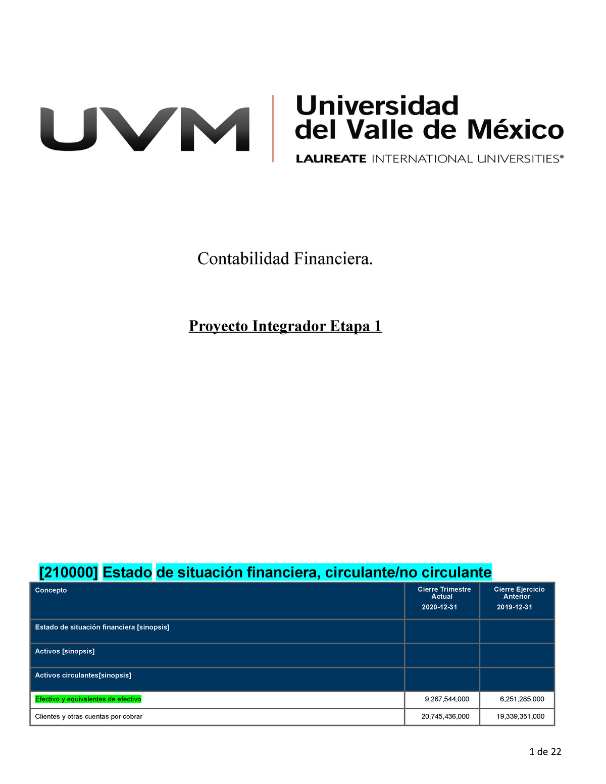 P1 - Proyecto Integrado 1 Contabilidad - Contabilidad Financiera ...