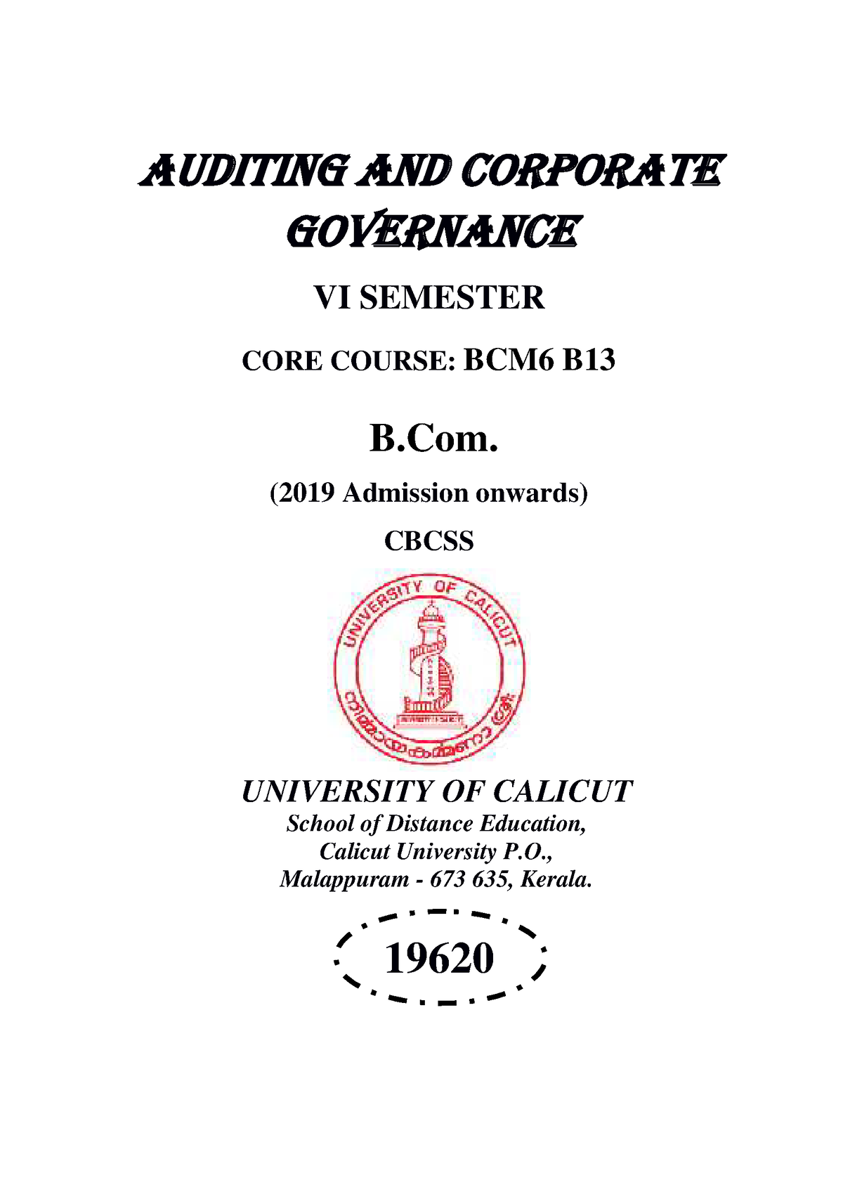 SLM-B Com- Auditing - Lecture Notes - AUDITING AND CORPORATE GOVERNANCE ...