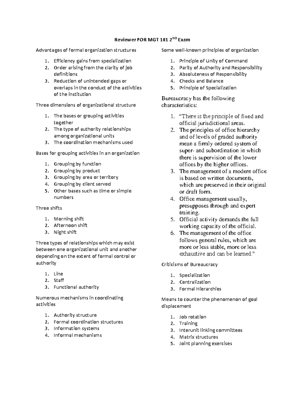 MGT 101 Second Exam Reviewer - Reviewer FOR MGT 101 2ND Exam Advantages ...