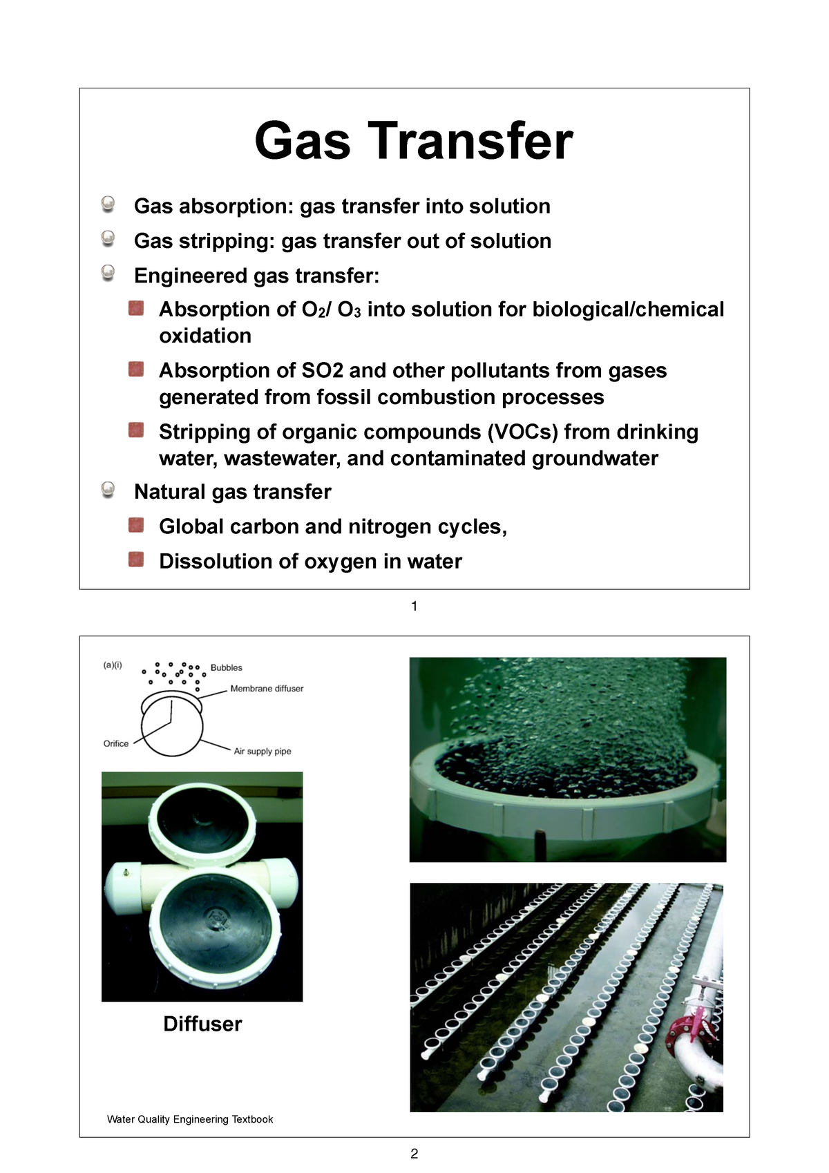 Chapter 8 – Gas Transfer - Gas Transfer Gas Absorption: Gas Transfer ...