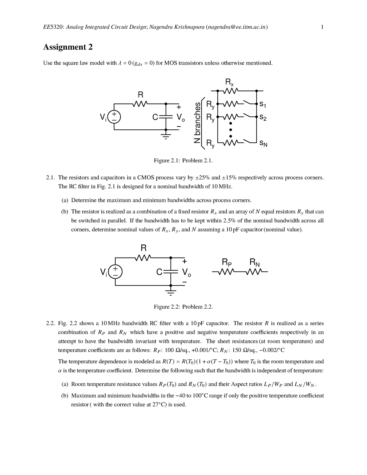 Assignment 02 - EE5320: Analog Integrated Circuit Design; Nagendra ...