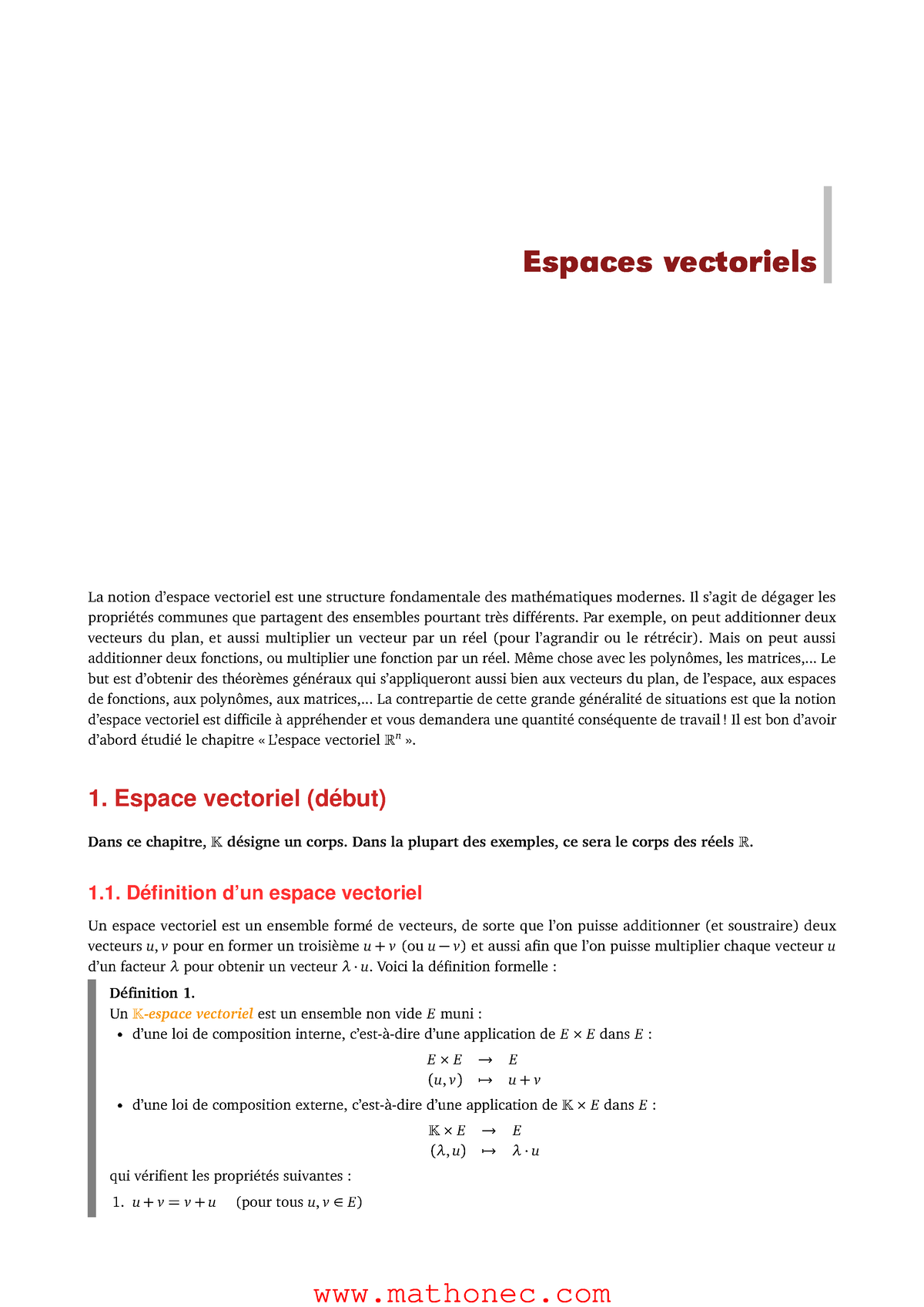 Cours Espaces Vectoriels - Espaces Vectoriels La Notion D’espace ...