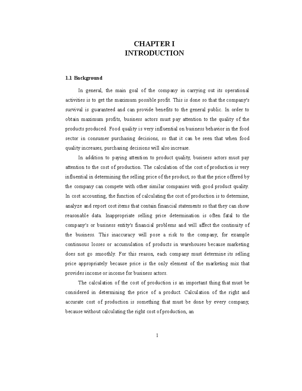 Analysis OF THE Calculation OF COST OF Goods Produced AND Determination ...