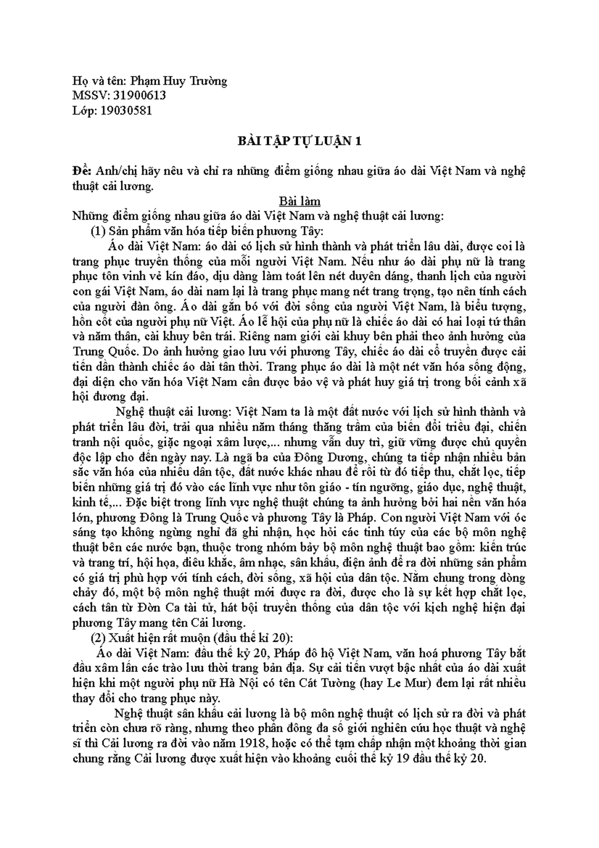 IVC - G07 - Phạm Huy Trường - 31900613 - Họ và tên: Phạm Huy Trường ...