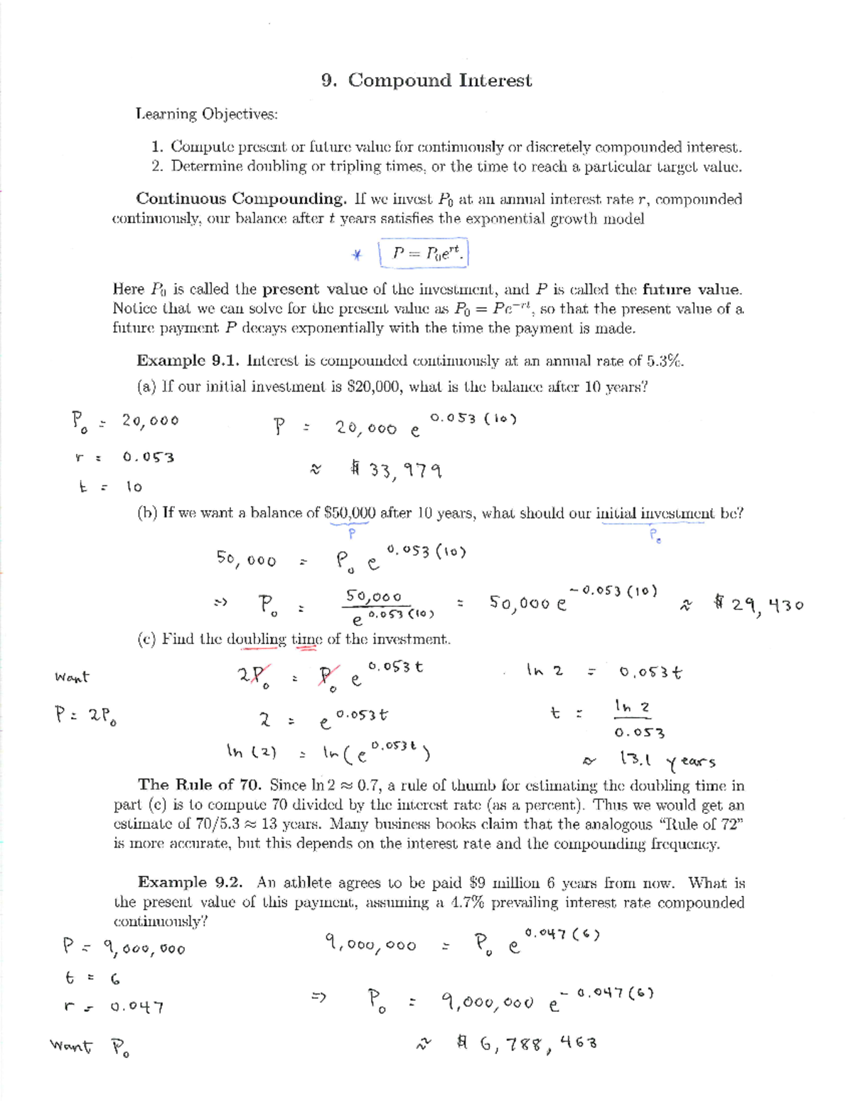 Section 9 notes - Compound Interest - 9. Compound Interest Learning ...