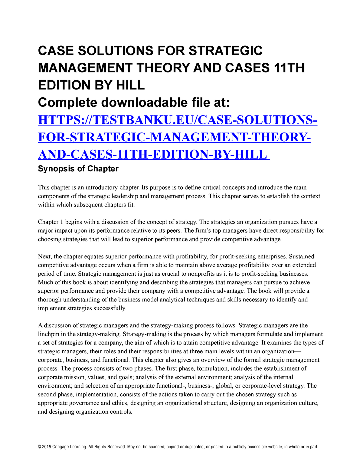 strategic management case study manufacturing