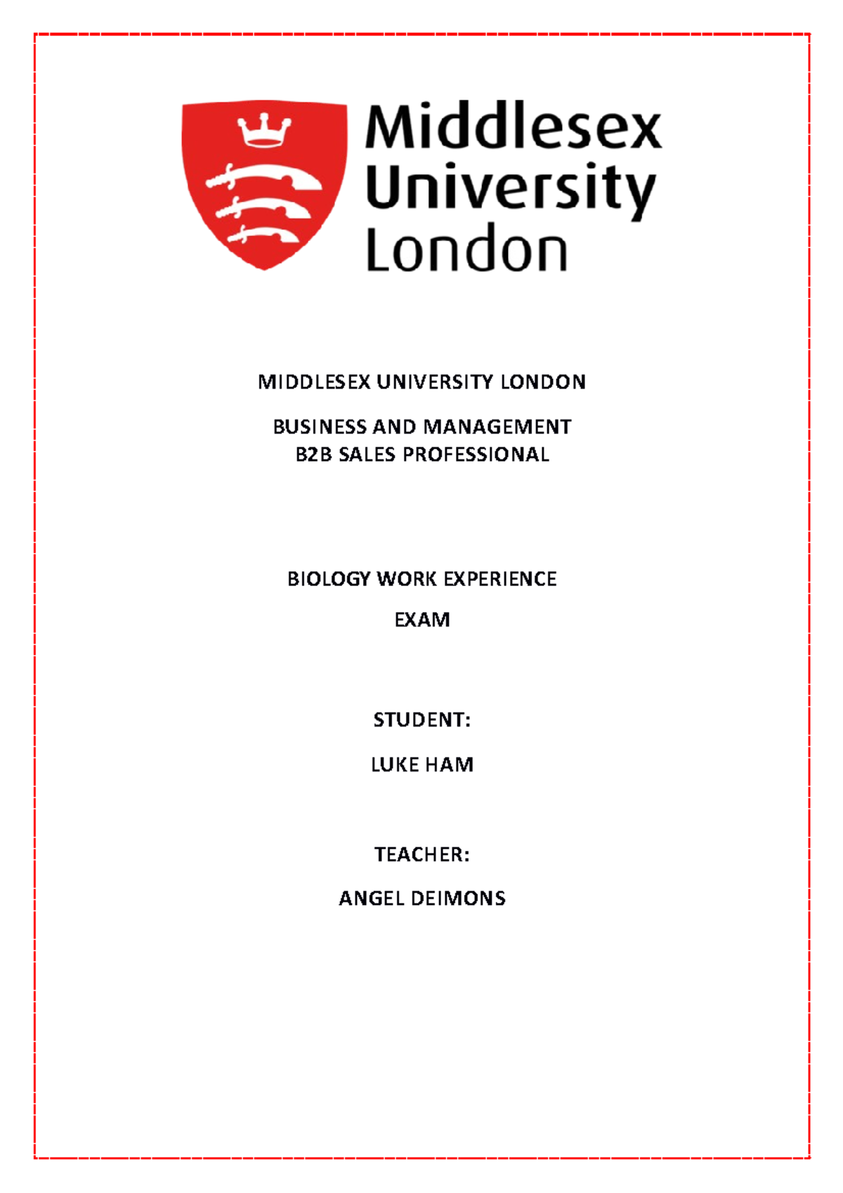Exam 9 July 2019, questions and answers - MIDDLESEX UNIVERSITY LONDON ...
