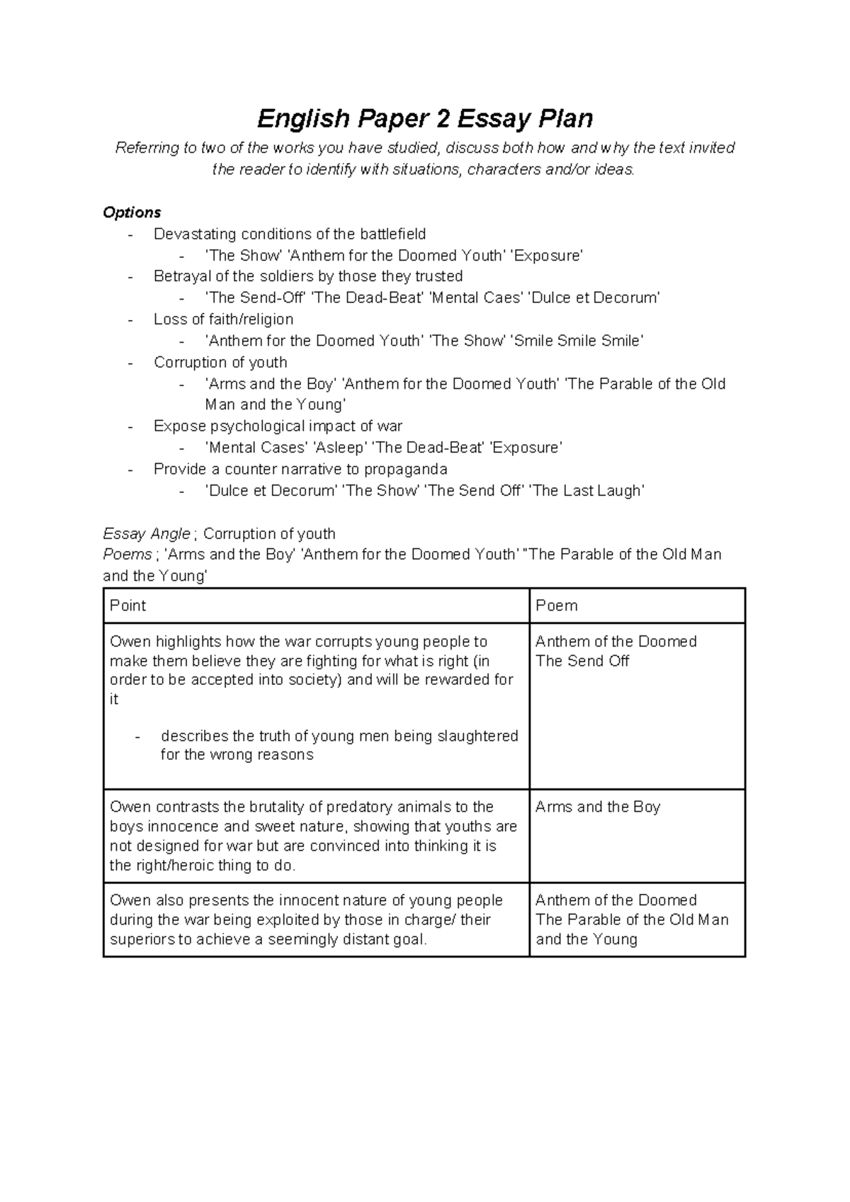 english paper 2 essay structure