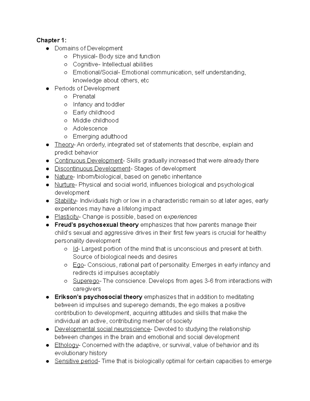 PSY 220 Final Exam - Chapter 1: Domains of Development Physical- Body ...