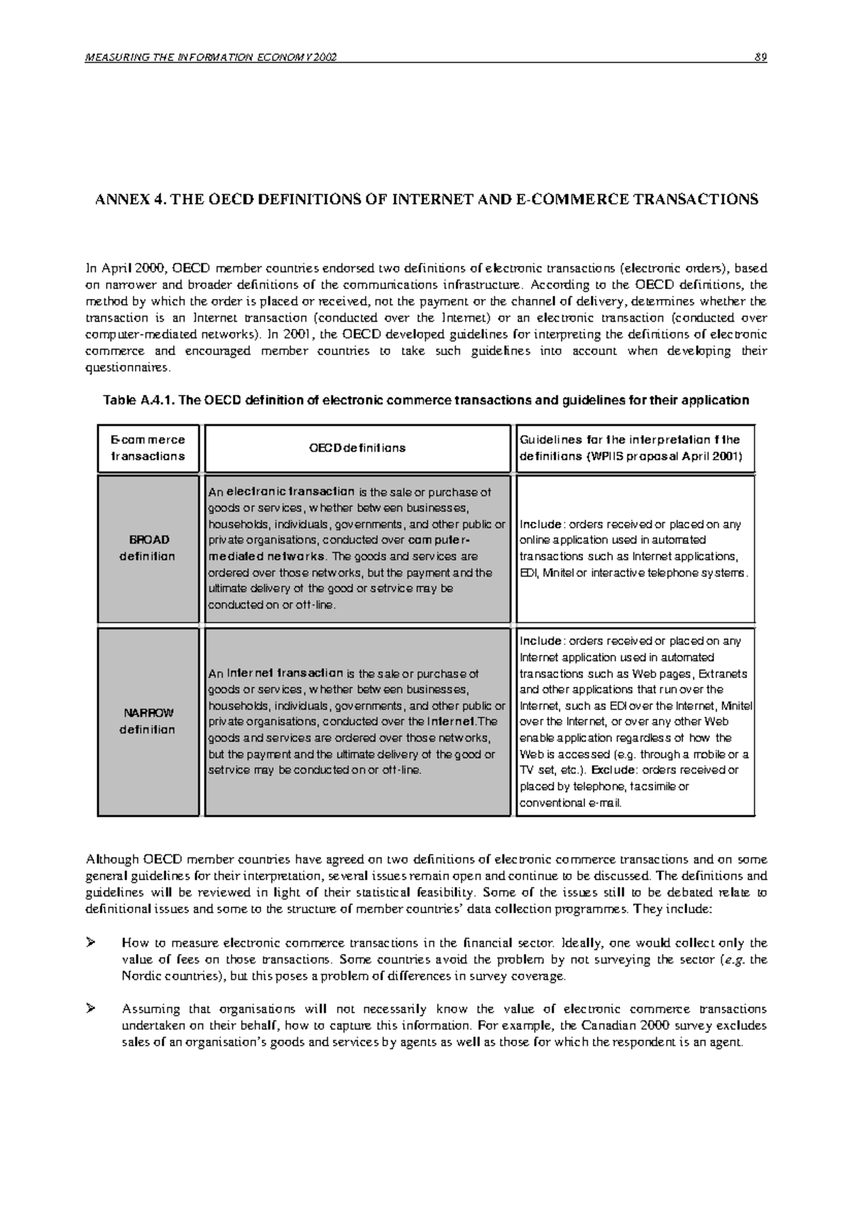 2771174 - The Oecd - MEASURING THE INFORMATION ECONOMY 2002 89 ANNEX 4 ...