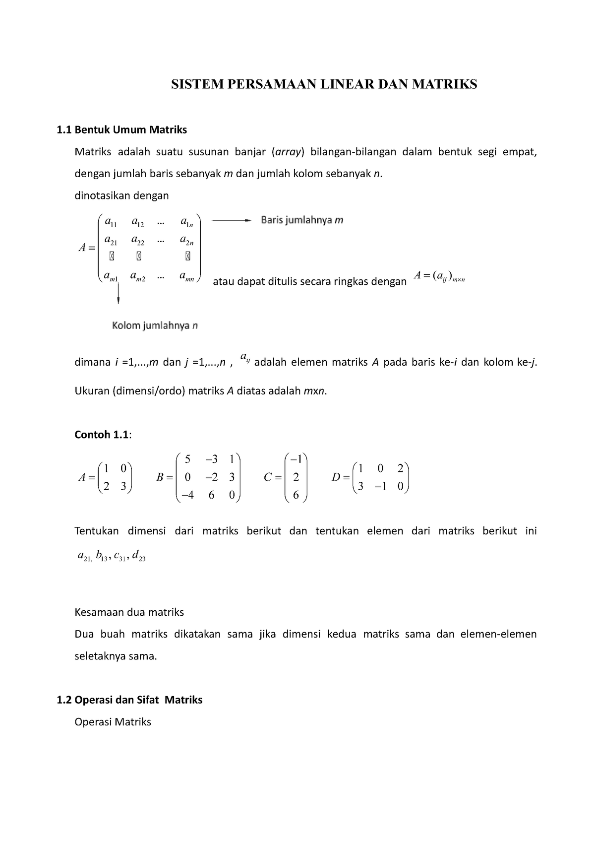 Sistem Persamaan Linear DAN Matriks - SISTEM PERSAMAAN LINEAR DAN ...