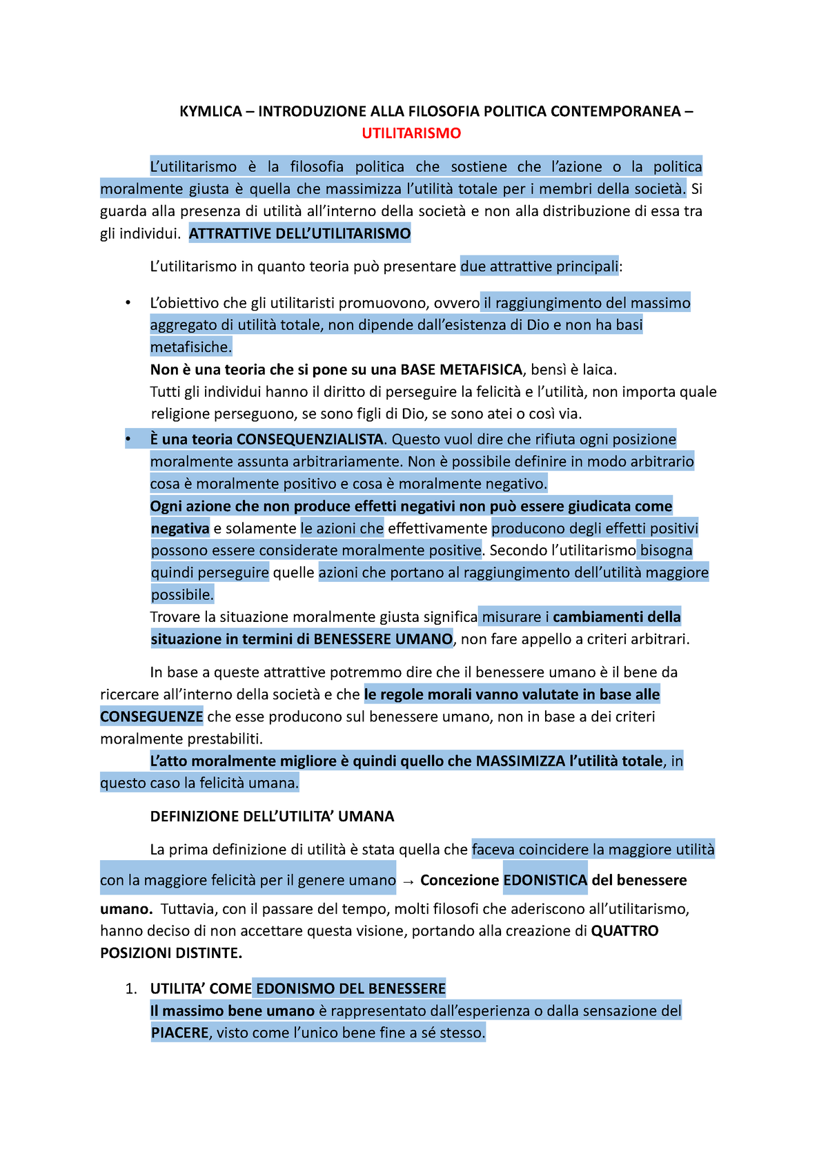 Filosofia Politica Ordinata - KYMLICA – INTRODUZIONE ALLA FILOSOFIA ...